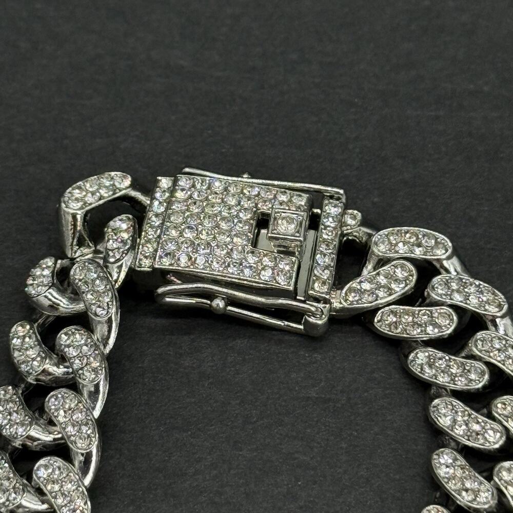 Denver Broncos Cuban Chain 18” Iced Out Pendant Silver Bling NFL Fan Necklace - Picture 4 of 8
